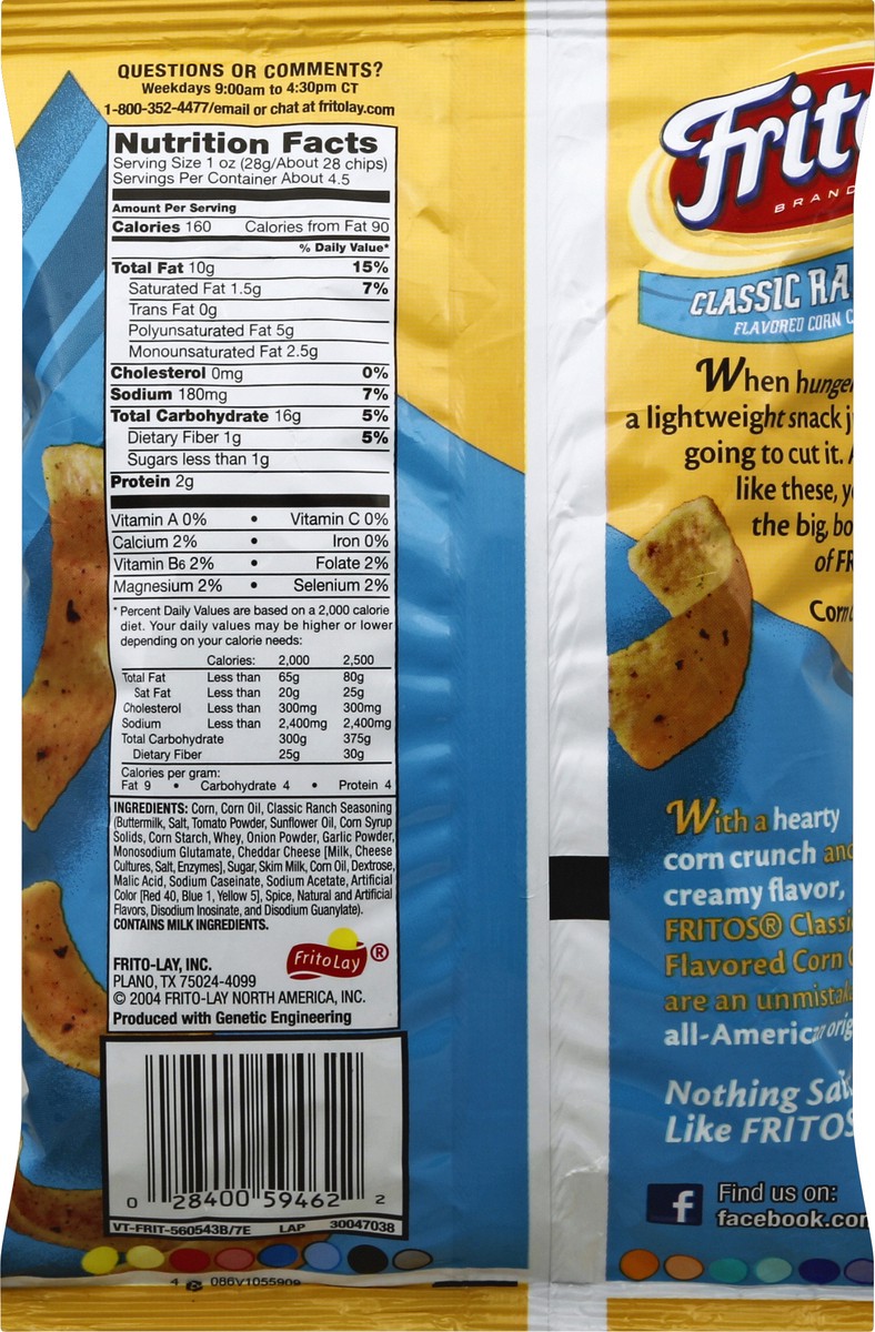 slide 5 of 6, Fritos Flavored Corn Chips Classic Ranch 4 1/4 Oz, 4.25 oz