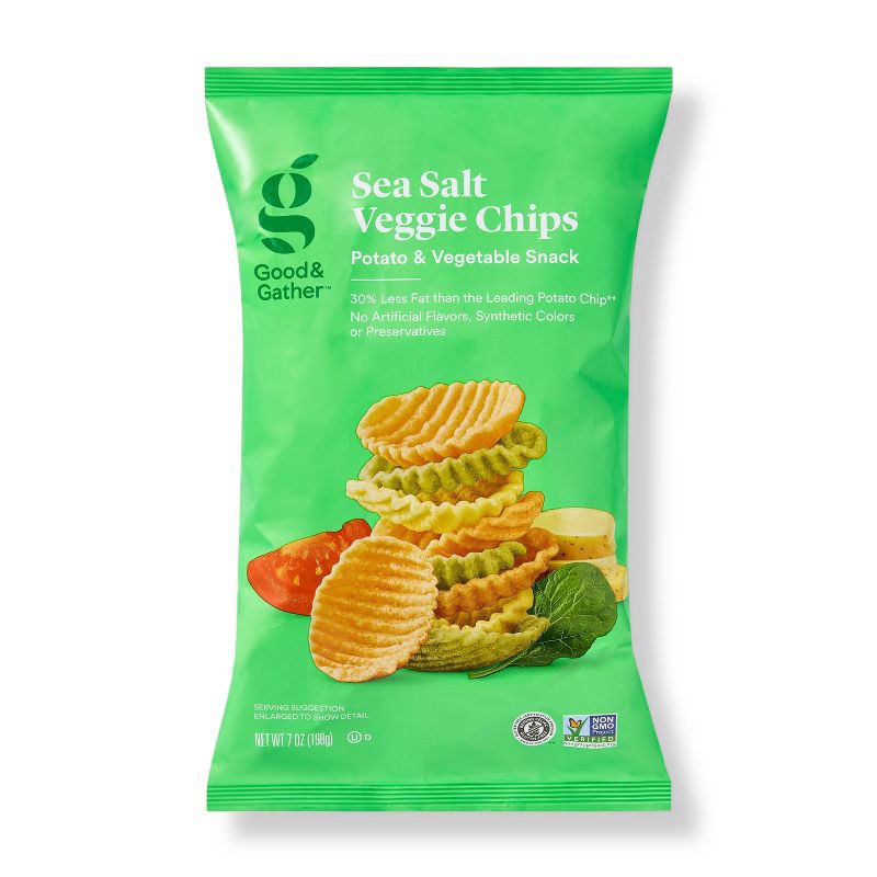 slide 1 of 3, Sea Salt Veggie Chips - 7oz - Good & Gather™, 7 oz