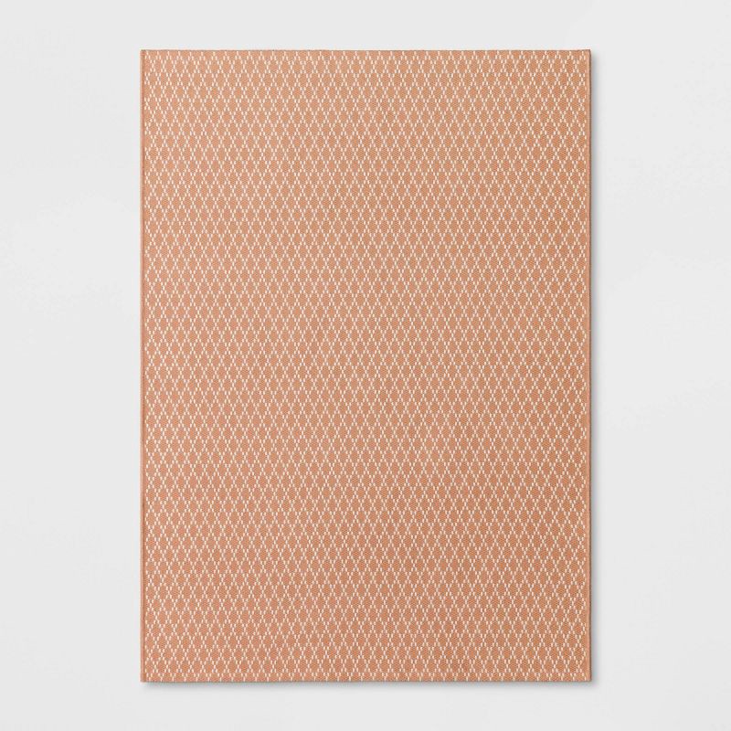 slide 1 of 4, 4'x5'6" Diamond Power Loom Woven Area Rug Rust - Room Essentials™: Diamond Pattern, Flat Pile, Indoor Use, Cotton & Polyester, 1 ct