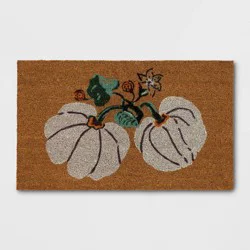 1'6"x2'6" Pumpkin Floral Coir Doormat White - Threshold™