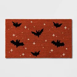 1'4"x2'4" Halloween Bats Coir Doormat Orange - Hyde & EEK! Boutique™