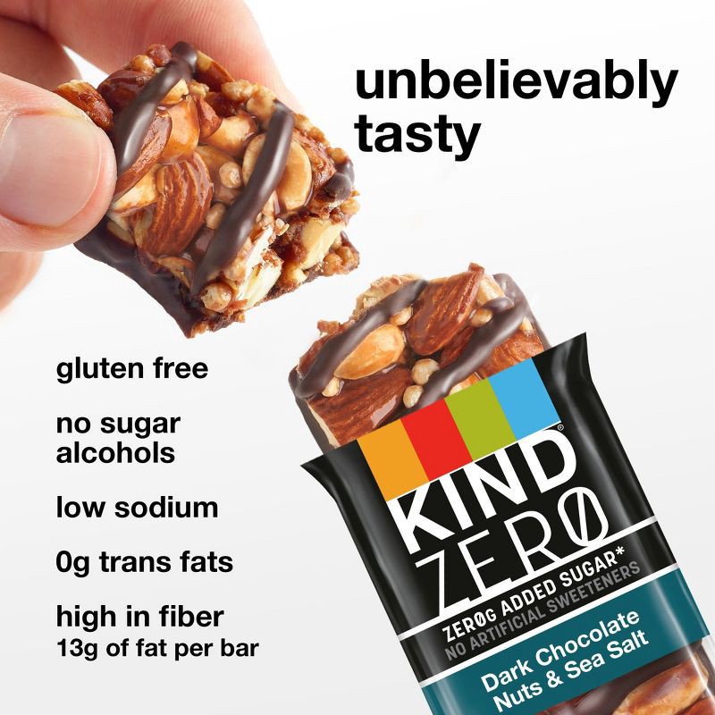 slide 5 of 6, KIND Zero Dark Chocolate Nuts & Sea Salt Bars - 6.2oz/5ct, 6.2 oz, 5 ct