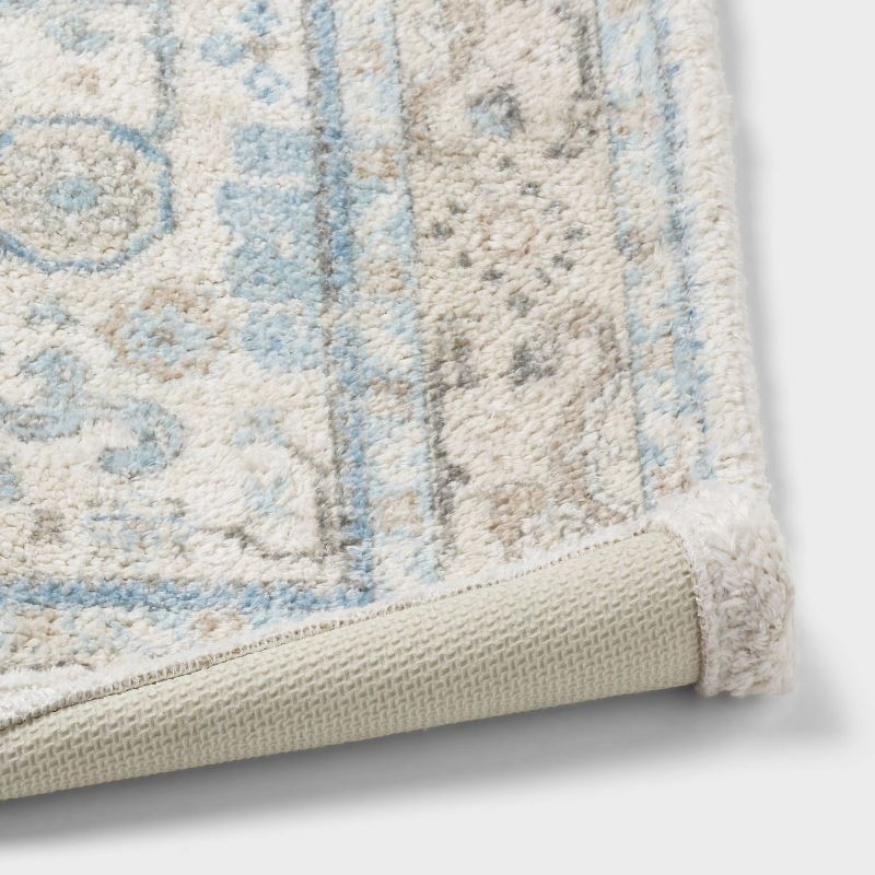 slide 4 of 4, 24"x36" Medallion Bath Rug Blue/Cream - Threshold™, 1 ct