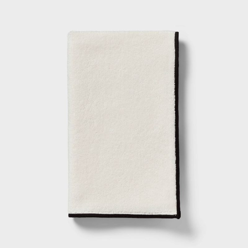 slide 1 of 5, 1pc Luxe Border Stitch Hand Towel Black/White - Threshold™, 1 ct