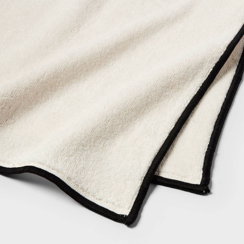 slide 3 of 5, 1pc Luxe Border Stitch Hand Towel Black/White - Threshold™, 1 ct