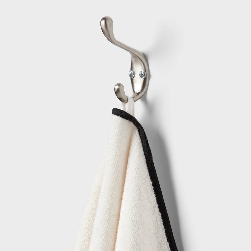 slide 4 of 5, 1pc Luxe Border Stitch Hand Towel Black/White - Threshold™, 1 ct