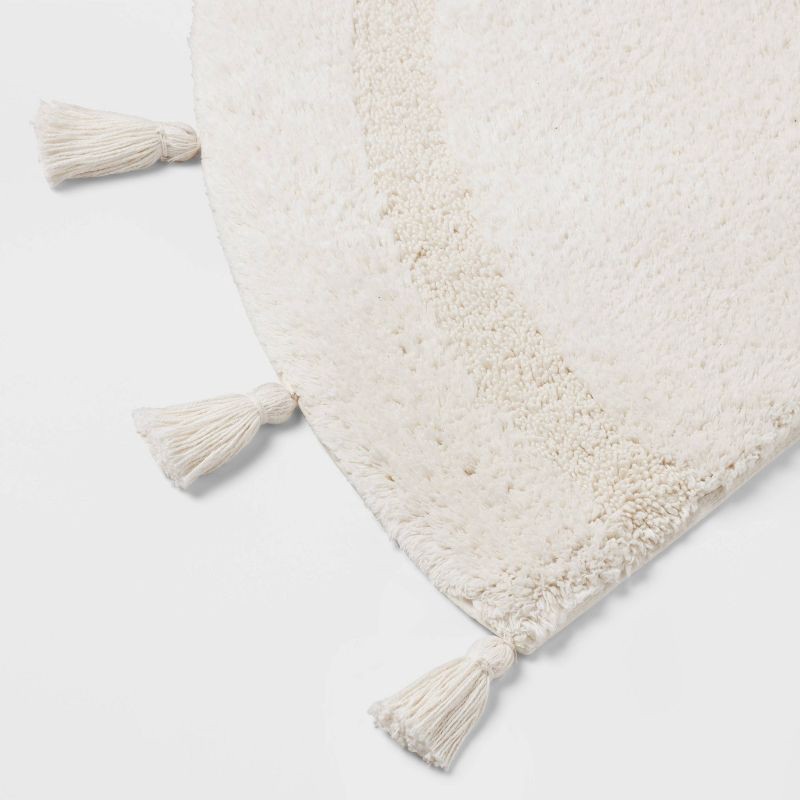 slide 3 of 4, 18"x32" Half Moon Bath Rug with Tassels Cream - Threshold™, 1 ct