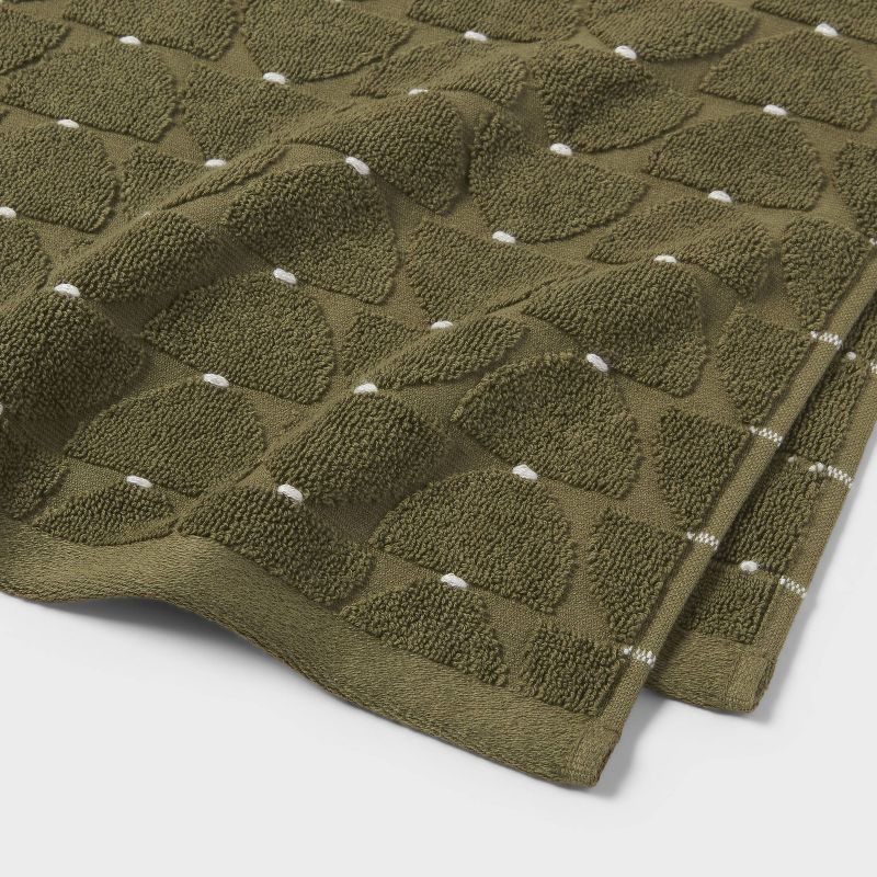 slide 5 of 5, 2pc Modern Sculpted Bath Towel Green - Threshold™, 2 ct