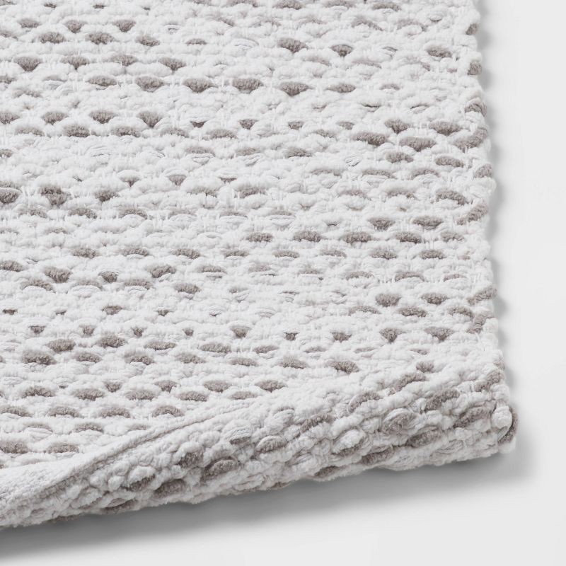 slide 4 of 4, 20"x30" Traditional Chenille Bath Rug Gray/White - Threshold™, 1 ct