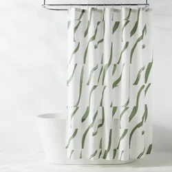 Fabric Painted Strokes Shower Curtain Green - Room Essentials™