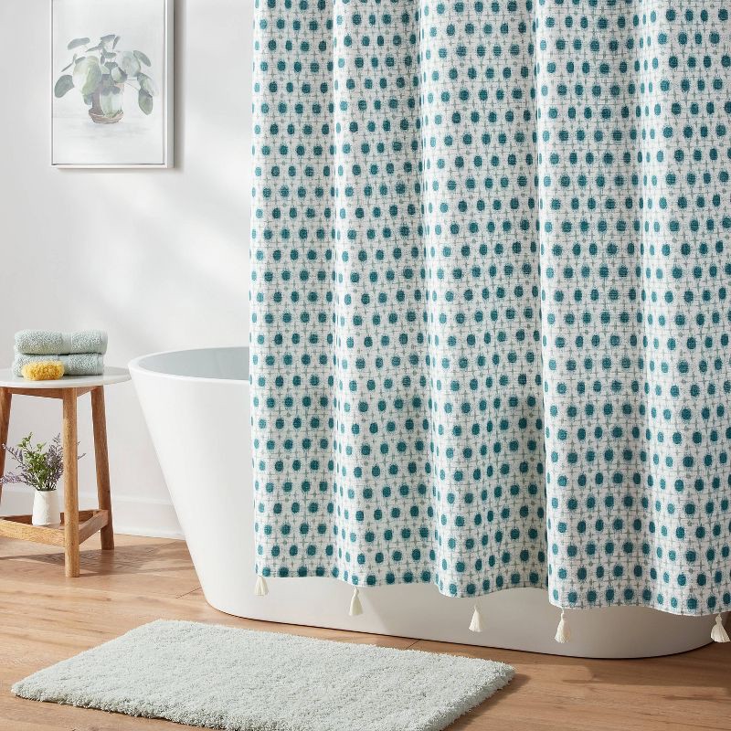 slide 2 of 4, Boho Aqua Ikat Shower Curtain - Threshold™, 1 ct