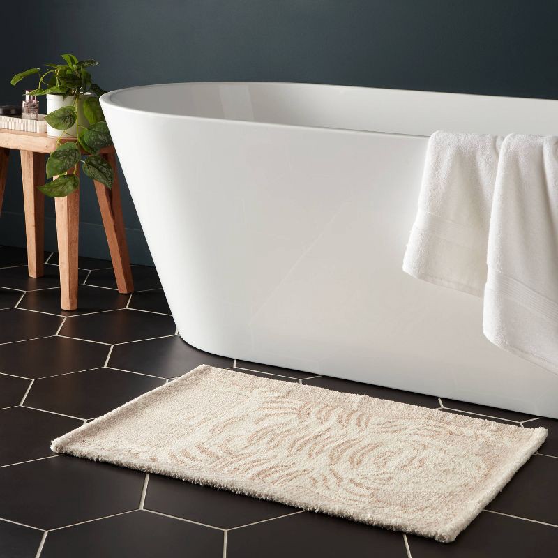 slide 2 of 4, 20"x30" Tiger Print Bath Rug Tan - Threshold™, 1 ct