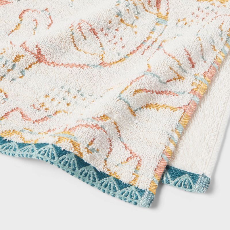 slide 3 of 5, 1pc Boho Border Floral Hand Towel - Threshold™, 1 ct