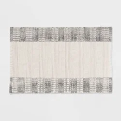 24"x36" Chenille Bath Rug Ivory with Black Boarder - Threshold™