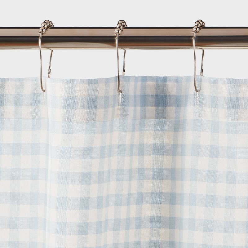 slide 3 of 4, Traditional Gingham Plaid Shower Curtain Blue - Threshold™, 1 ct