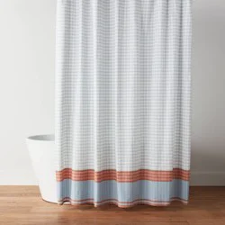 Gingham Plaid Shower Curtain Blue - Threshold™