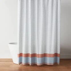 Traditional Gingham Plaid Shower Curtain Blue - Threshold™