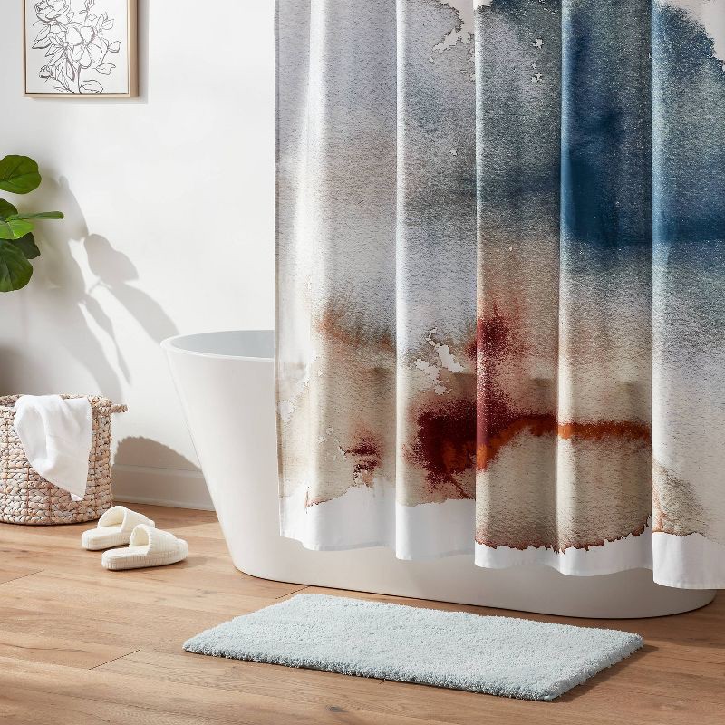 slide 2 of 4, Luxe Watercolor Print Shower Curtain - Threshold™, 1 ct
