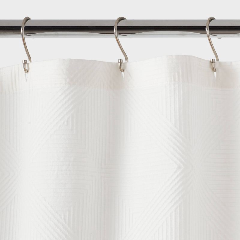 slide 3 of 4, Luxe Lattice Matlesse Shower Curtain Cream - Threshold™, 1 ct