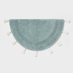 18"x32" Half Moon Bath Rug with Tassels Aqua - Threshold™