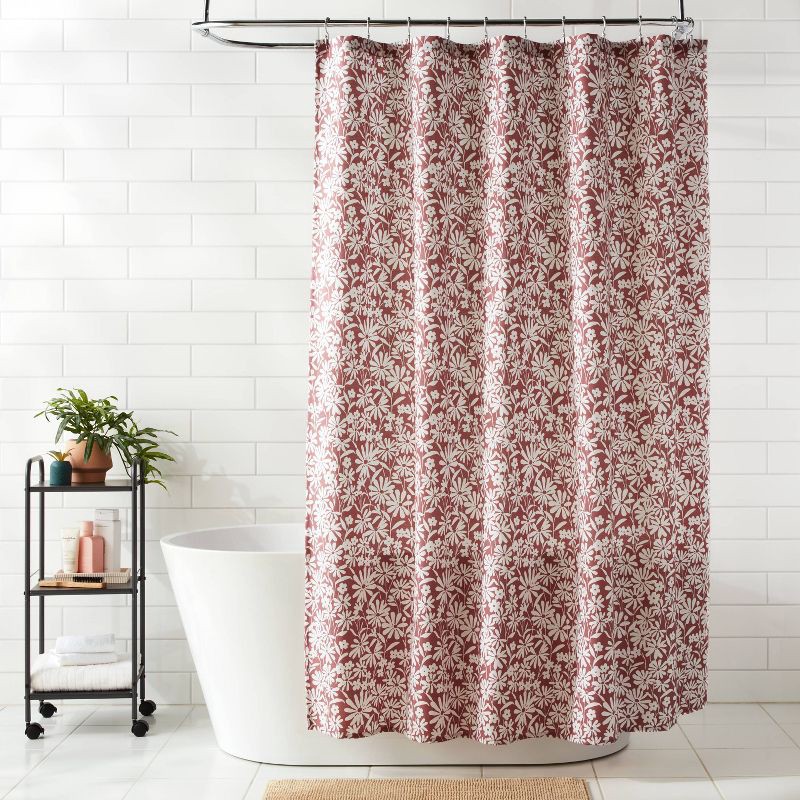 slide 2 of 4, CVC Fabric Floral Shower Curtain Mauve - Room Essentials™, 1 ct