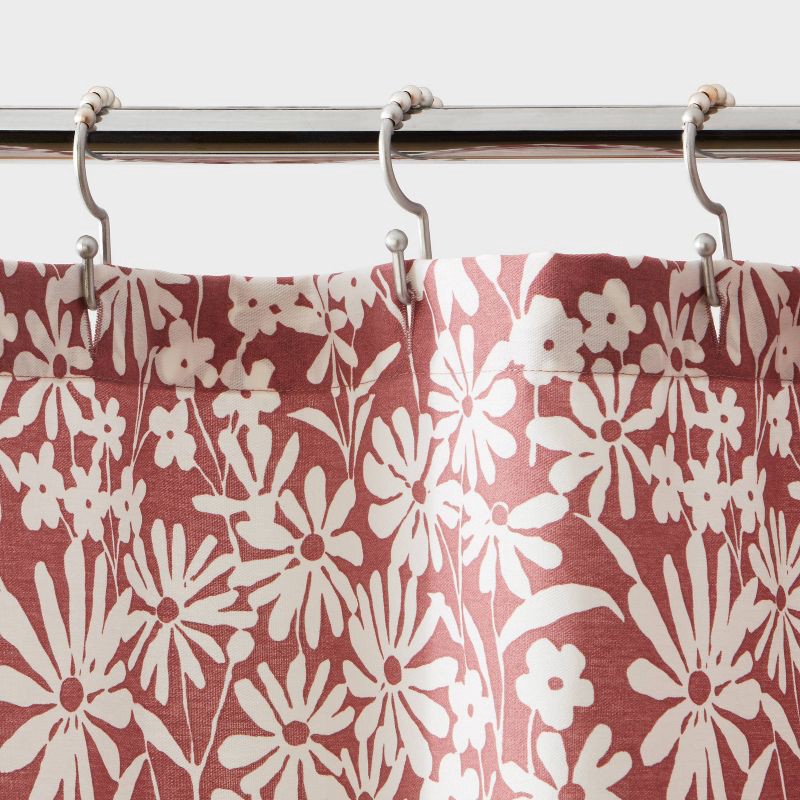 slide 3 of 4, CVC Fabric Floral Shower Curtain Mauve - Room Essentials™, 1 ct