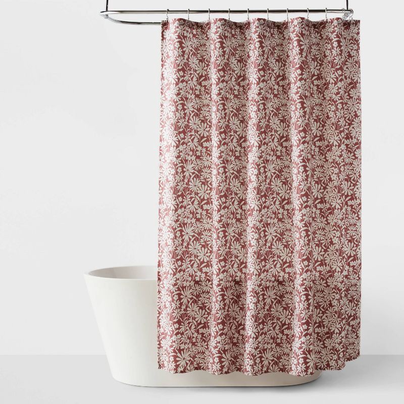 slide 1 of 4, CVC Fabric Floral Shower Curtain Mauve - Room Essentials™, 1 ct