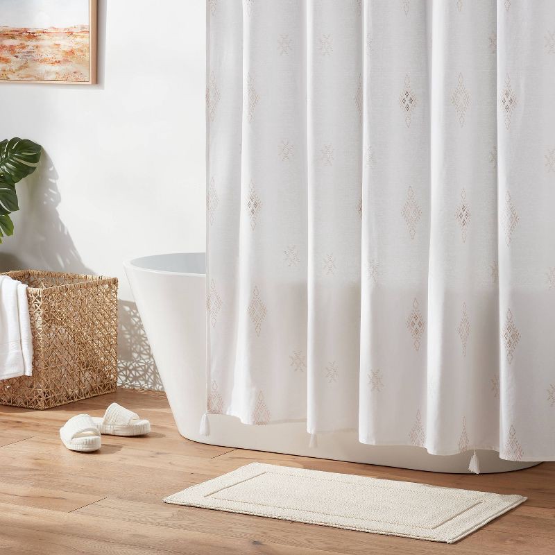 slide 2 of 4, Boho Cactus Print Shower Curtain Cream - Threshold™, 1 ct