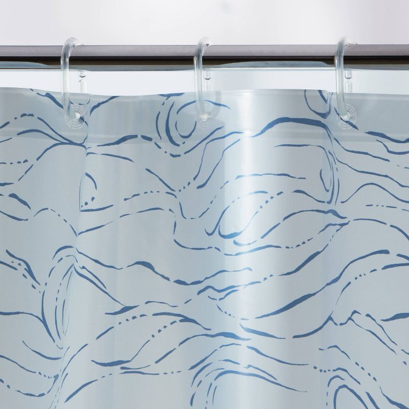 slide 3 of 3, 13pc PEVA Ocean Swell Shower Curtain with Rings Set Blue - Room Essentials™, 13 ct