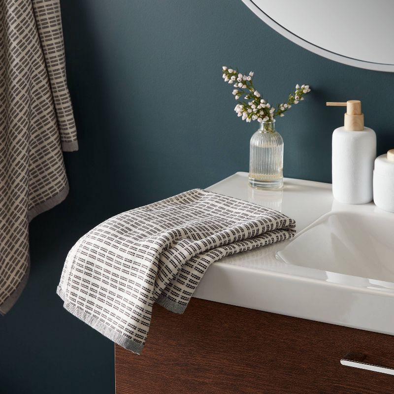 slide 2 of 4, 1pc Modern Dash Hand Towel Black/White - Threshold™, 1 ct