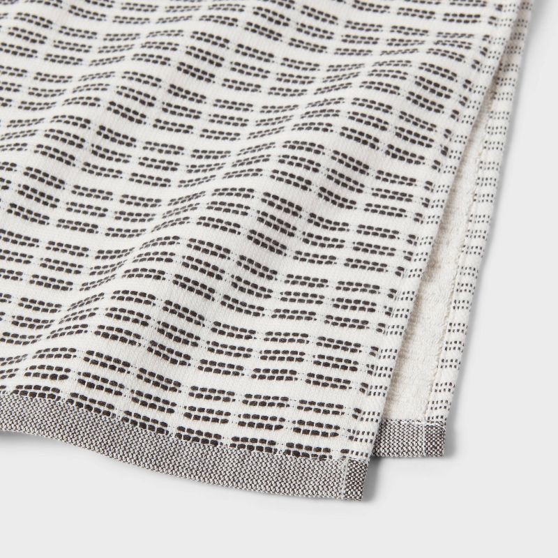 slide 3 of 4, 1pc Modern Dash Hand Towel Black/White - Threshold™, 1 ct
