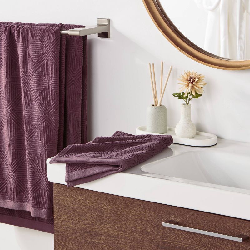 slide 2 of 5, 1pc Luxe Lattice Hand Towel Mauve - Threshold™, 1 ct