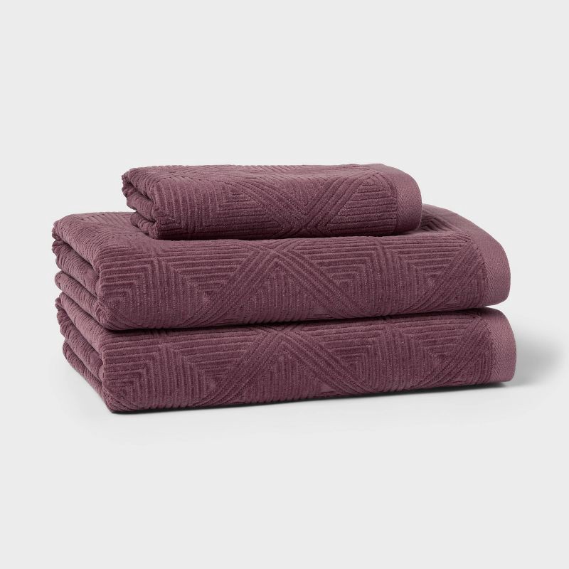 slide 5 of 5, 1pc Luxe Lattice Hand Towel Mauve - Threshold™, 1 ct