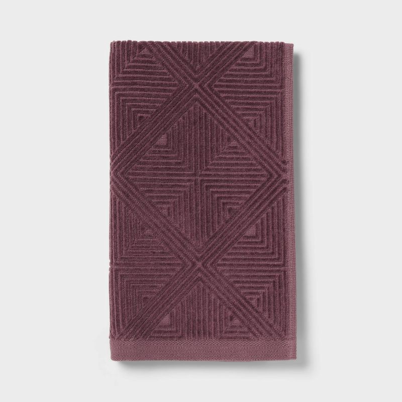 slide 1 of 5, 1pc Luxe Lattice Hand Towel Mauve - Threshold™, 1 ct