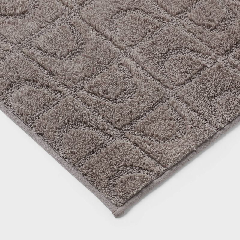 slide 3 of 4, 20"x30" Tufted Non-Skid Arc Bath Rug Dark Gray - Threshold™, 1 ct