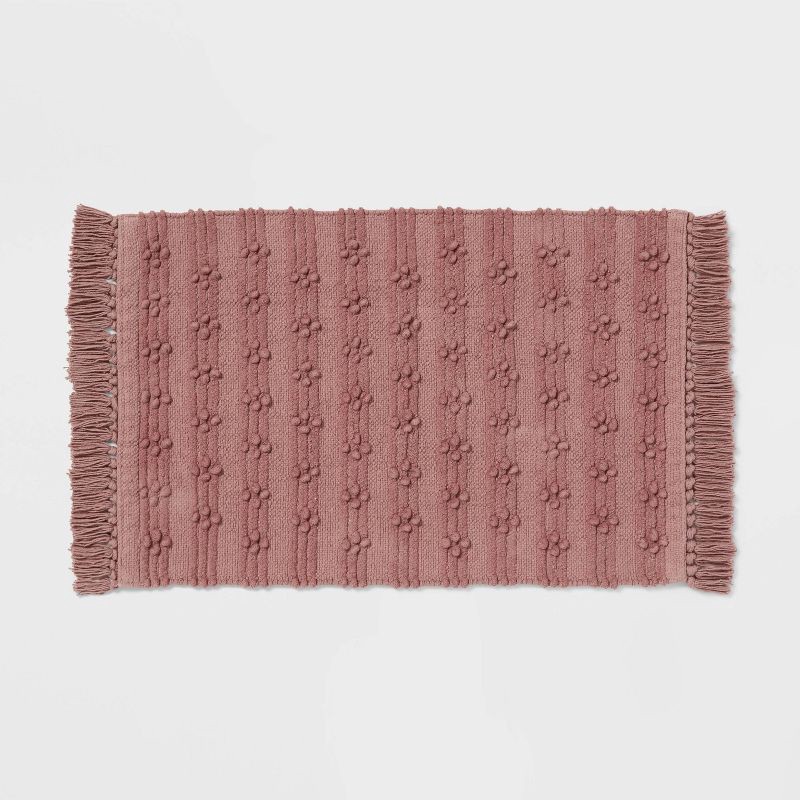 slide 1 of 4, 20"x30" Dotted Striped Bath Rug Mauve - Threshold™, 1 ct