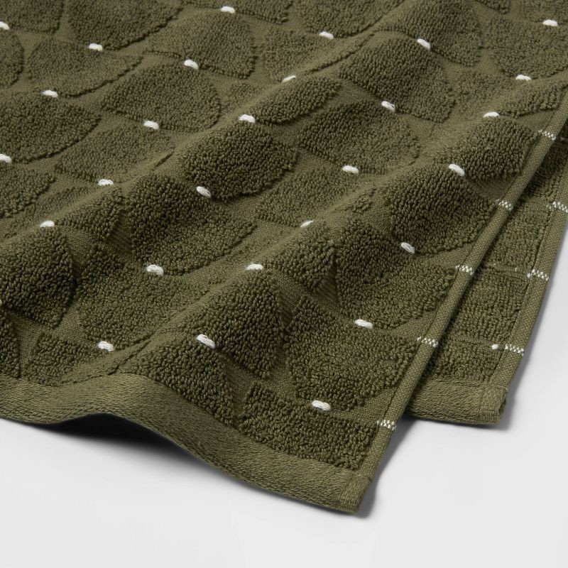 slide 3 of 5, 1pc Modern Sculpted Hand Towel Green - Threshold™, 1 ct