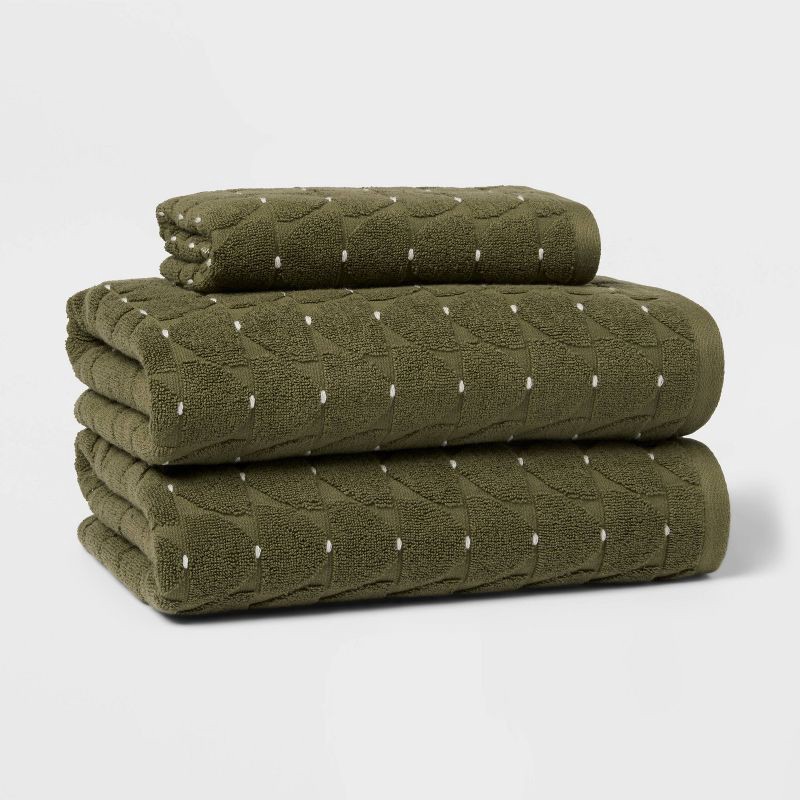 slide 5 of 5, 1pc Modern Sculpted Hand Towel Green - Threshold™, 1 ct