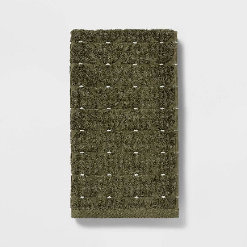 slide 1 of 5, 1pc Modern Sculpted Hand Towel Green - Threshold™, 1 ct