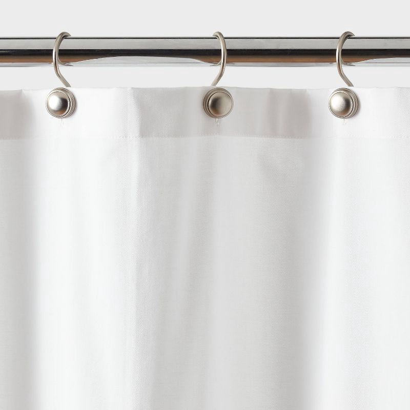 slide 3 of 4, Luxe Cream and Black Border Stitch Shower Curtain - Threshold™, 1 ct