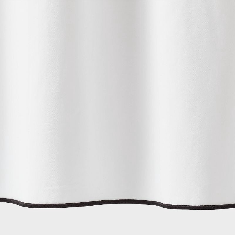 slide 4 of 4, Luxe Cream and Black Border Stitch Shower Curtain - Threshold™, 1 ct