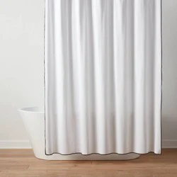 Solid Shower Curtain Cream with Black Edge - Threshold™