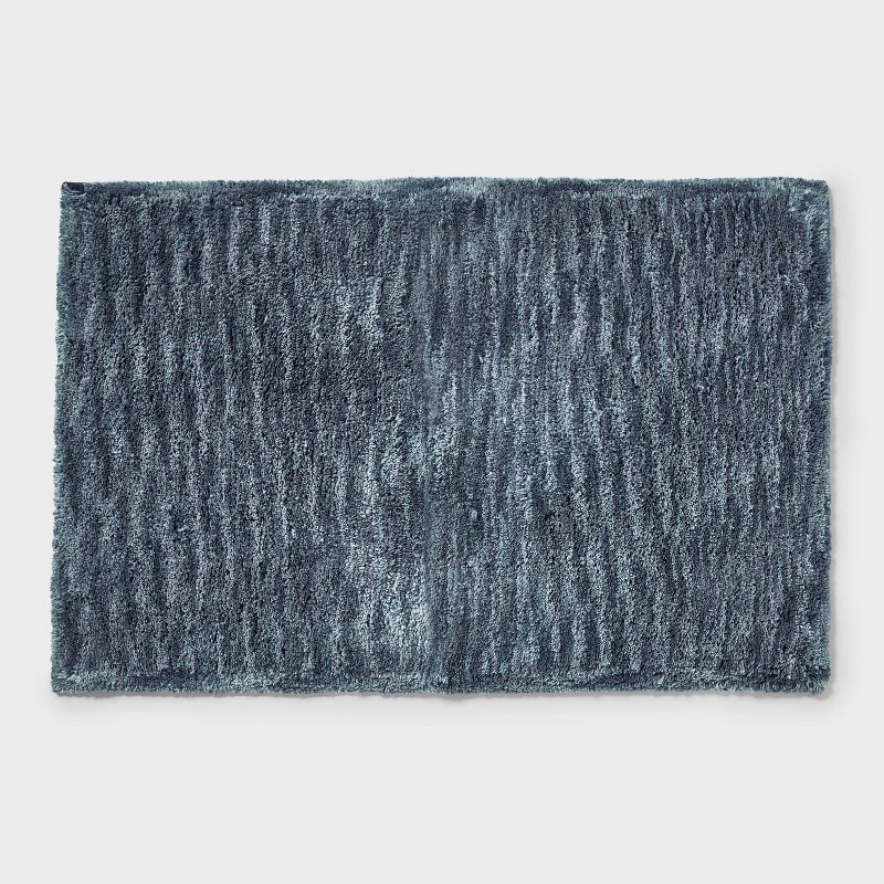 slide 1 of 4, 20"x30" Luxe Space Dye Bath Rug Slate Blue - Threshold™, 1 ct