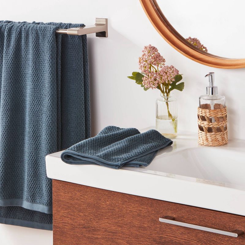 slide 2 of 5, 1pc Luxe Textured Dot Hand Towel Blue - Threshold™, 1 ct