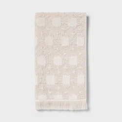 1pc Boho Ikat Patterned Hand Towel Cream - Threshold™