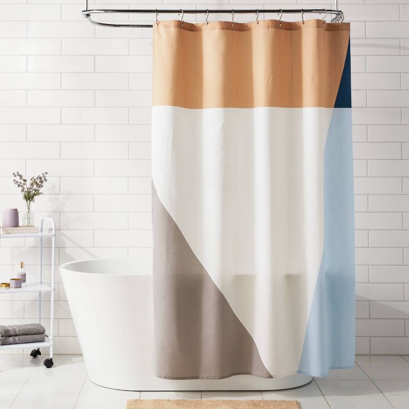 slide 2 of 4, CVC Fabric Colorblock Shower Curtain - Room Essentials™, 1 ct
