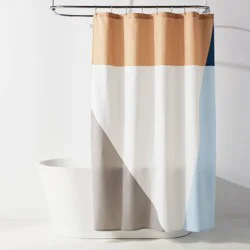 Fabric Colorblock Shower Curtain Tan - Room Essentials™