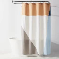 Fabric Colorblock Shower Curtain Tan - Room Essentials™