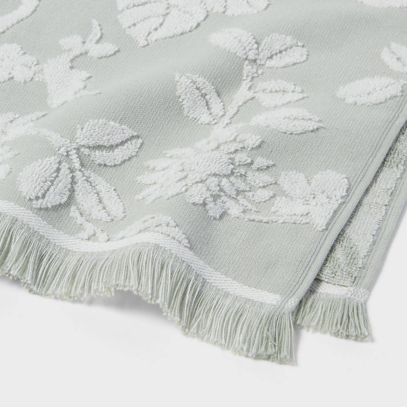 slide 3 of 5, Texture Floral Hand Towel Green - Threshold™, 1 ct