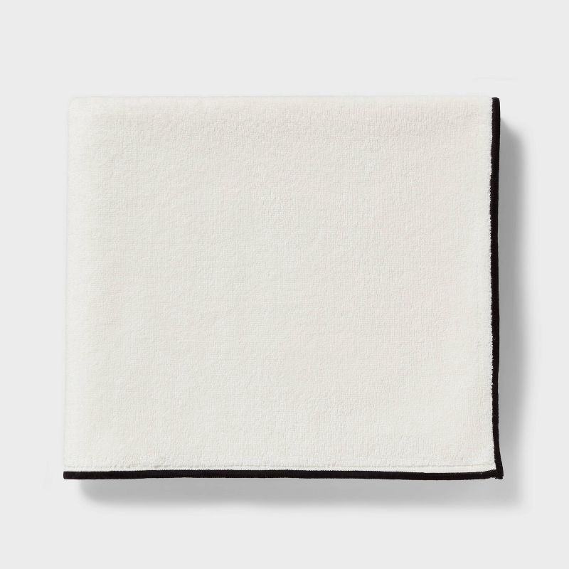 slide 3 of 5, 2pc Luxe Border Stitch Bath Towel Black/White - Threshold™, 2 ct
